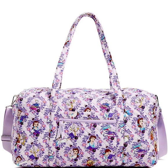 Vera Bradley x Disney Belle Floral Large Travel Duffel Bag NWT and strap - Picture 8 of 9